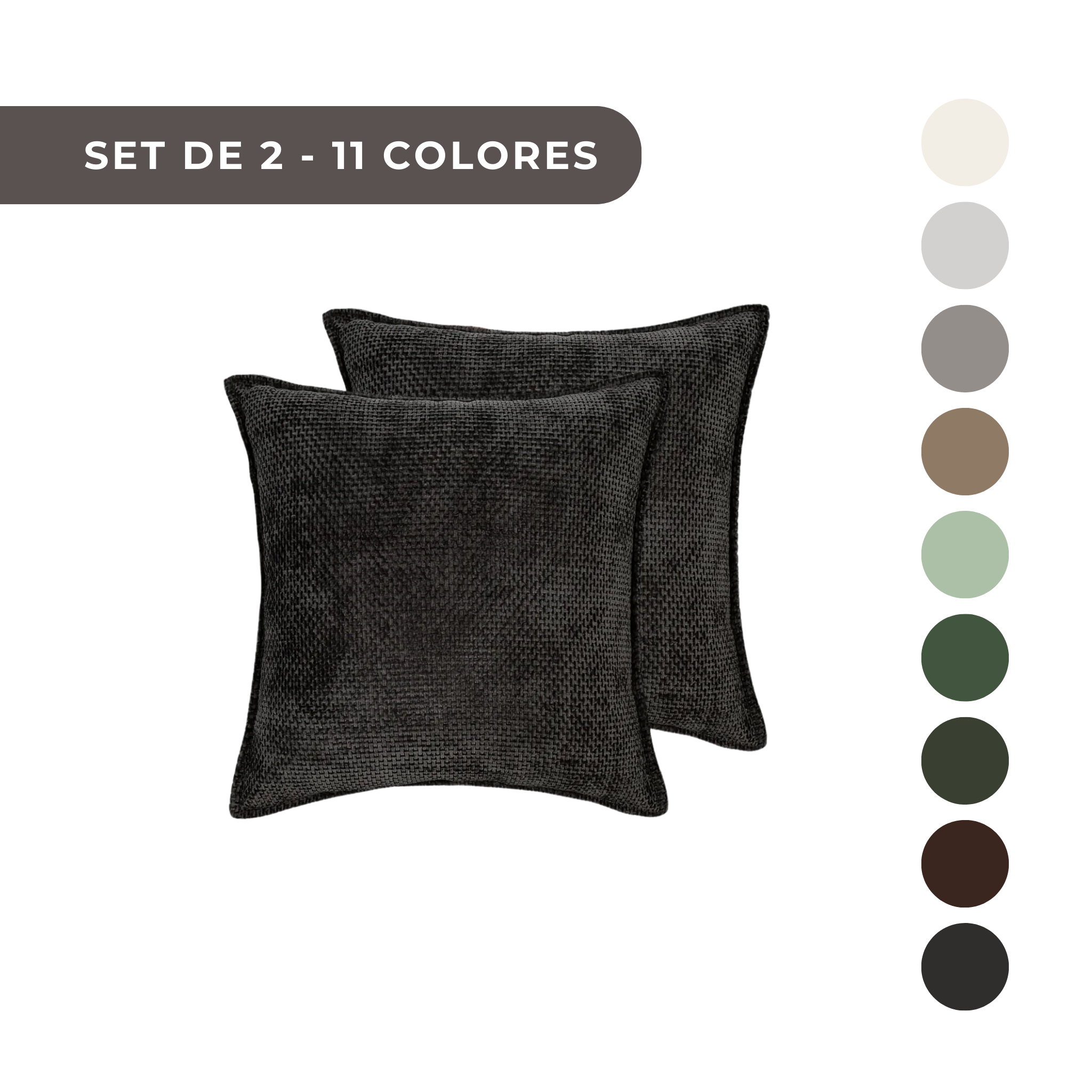 2 PIEZAS - Conjunto de 2 fundas de cojín en chenilla tejida, cierre invisible, textura suave, poliéster 100%, 47x47cm