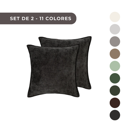 2 PIEZAS - Set de 2 fundas de cojín en chenilla tejida, cierre invisible, textura suave, poliéster 100%, 47x47cm