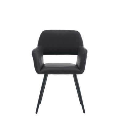 2 PIEZAS - Sillas de comedor de estilo contemporáneo tapizada en cuero sintético con reposabrazos y respaldo abierto