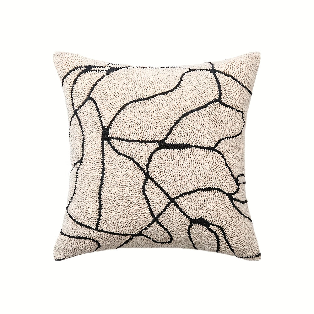 Funda de cojín bordada estilo glam en blanco y negro disponible en 4 diseños de 45x45cm (17.7x17.7inch) - Tejido en poliéster y algodón