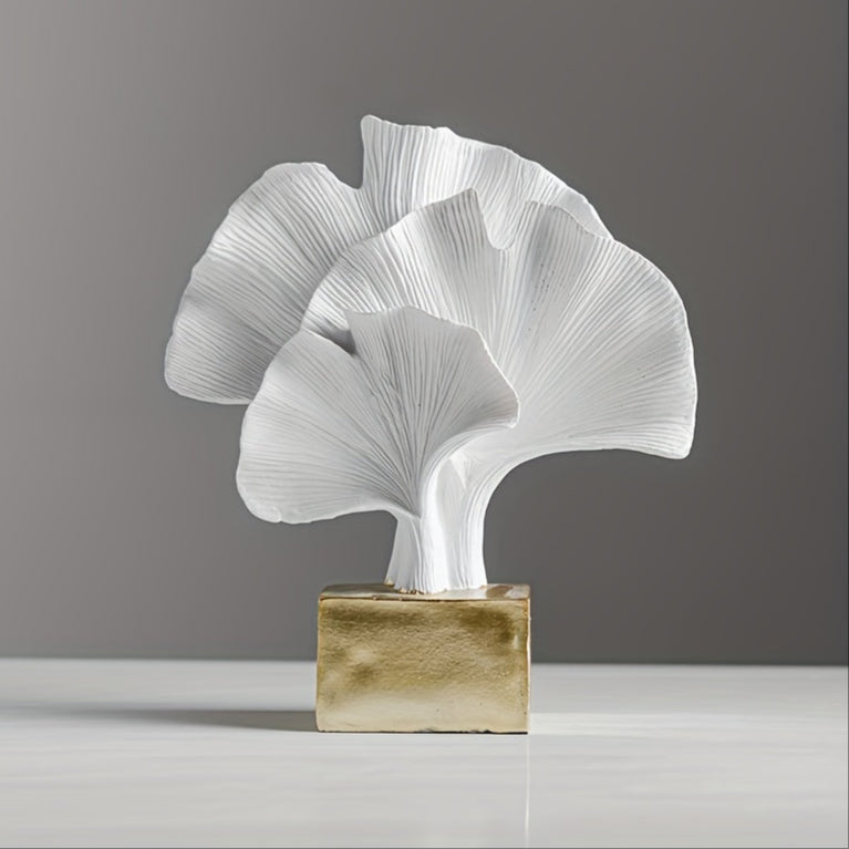 Escultura decorativa en resina - 3 Hojas de Ginkgo abstracta, arte elegante para interior
