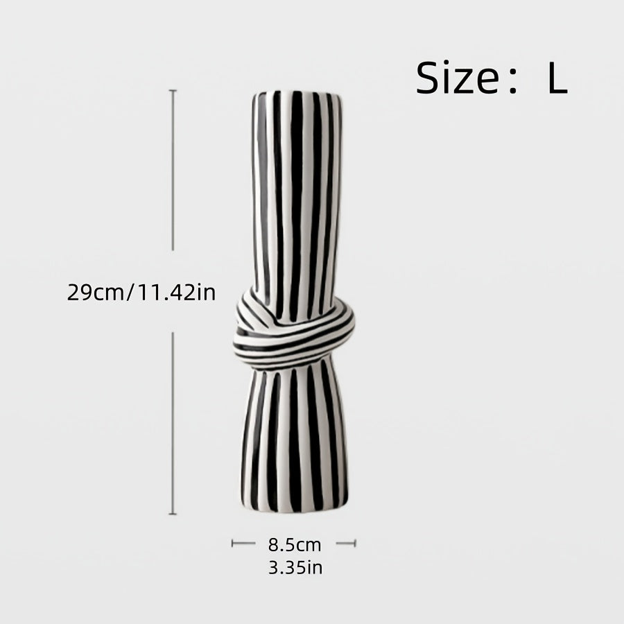 Jarrón decorativo de cerámica a rayas - Diseño de Nudo moderno y sofisticado disponible en dos variantes