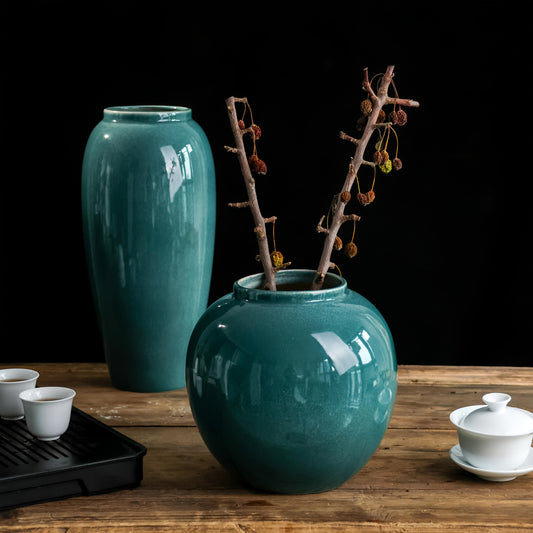 Jarrón decorativo contemporáneo de cerámica acabado brillante – Disponible en dos tamaños - Hecho a mano, sin PVC, ideal para centros de mesa y estanterías
