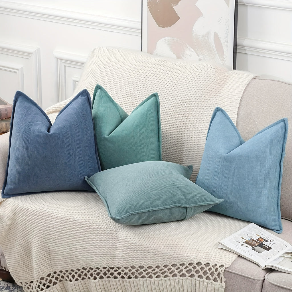 Fundas de Cojín Estilo Contemporáneo - Disponible en 5 medidas y 13 colores - Terciopelo con Patrón Espiga, Cierre con Cremallera