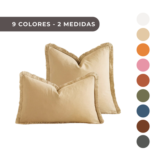 1 PIEZA - Funda de cojín estilo Boho Chic con flecos disponible en 9 colores - Estilo rústico moderno, color sólido con cierre de cremallera - 100% algodón, tejido a mano, 30x50cm y 50x50cm