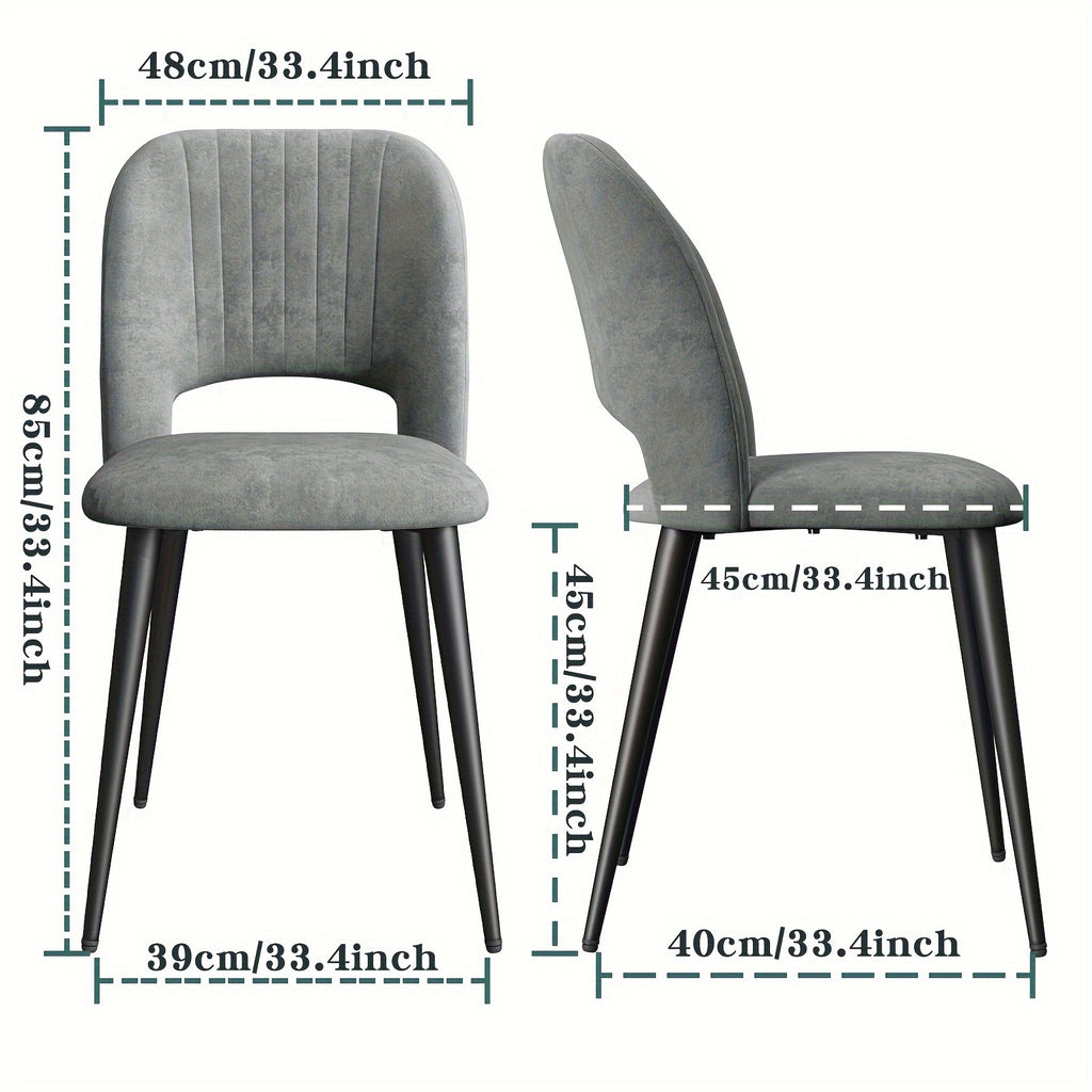 2 PIEZAS - Conjunto de 2 sillas de comedor estilo contemporáneo, tapizadas y con respaldo abierto