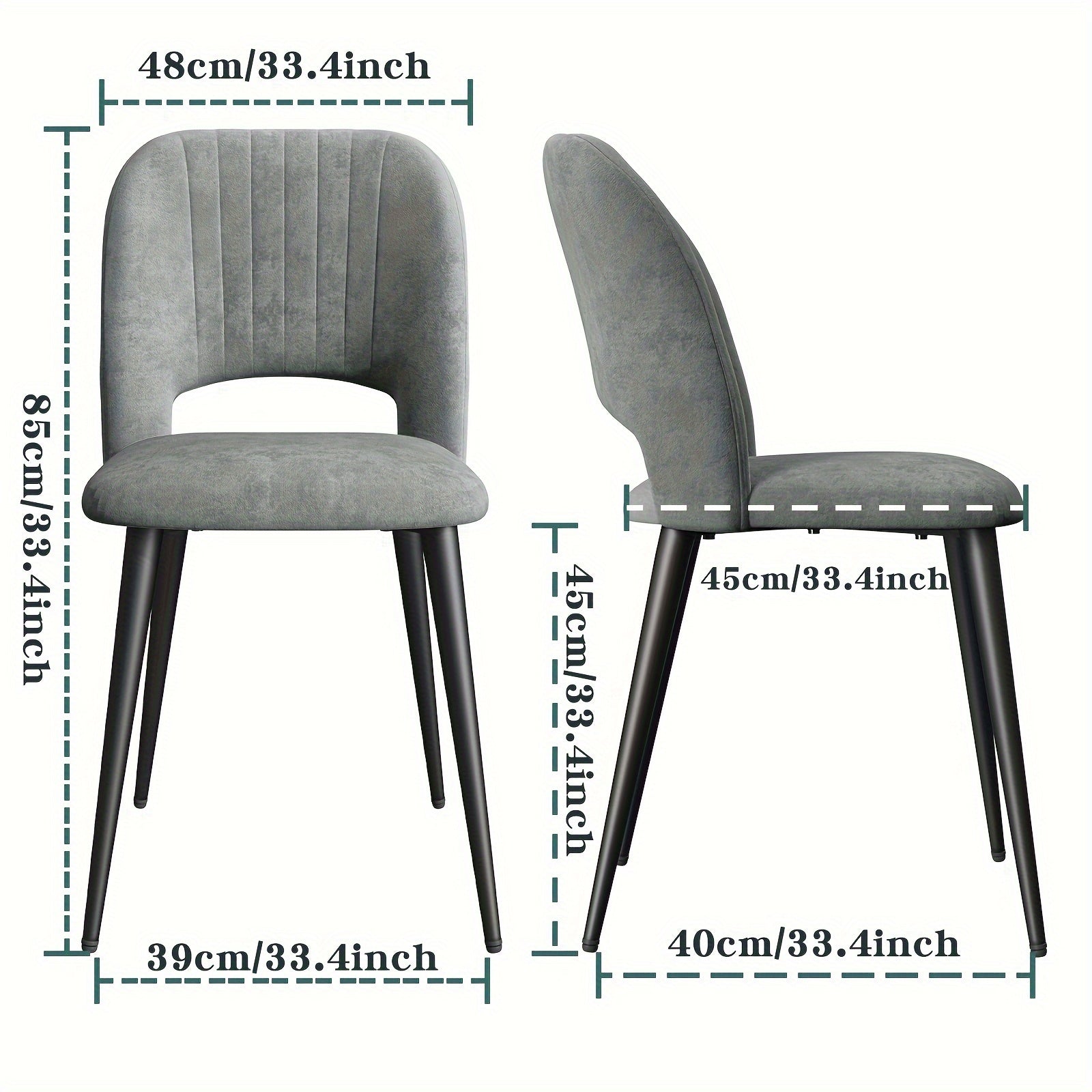 2 PIEZAS - Conjunto de 2 sillas de comedor estilo contemporáneo, tapizadas y con respaldo abierto