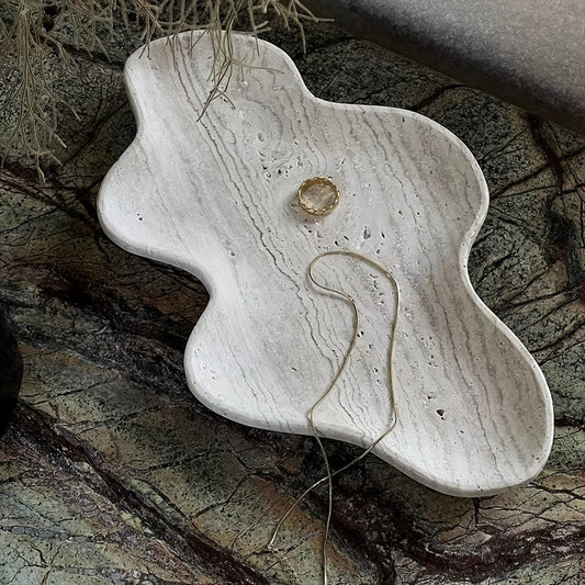 Bandeja de cerámica con forma de nube estilo vintage – Acabado pulido, ideal para anillos, llaves y accesorios decorativos