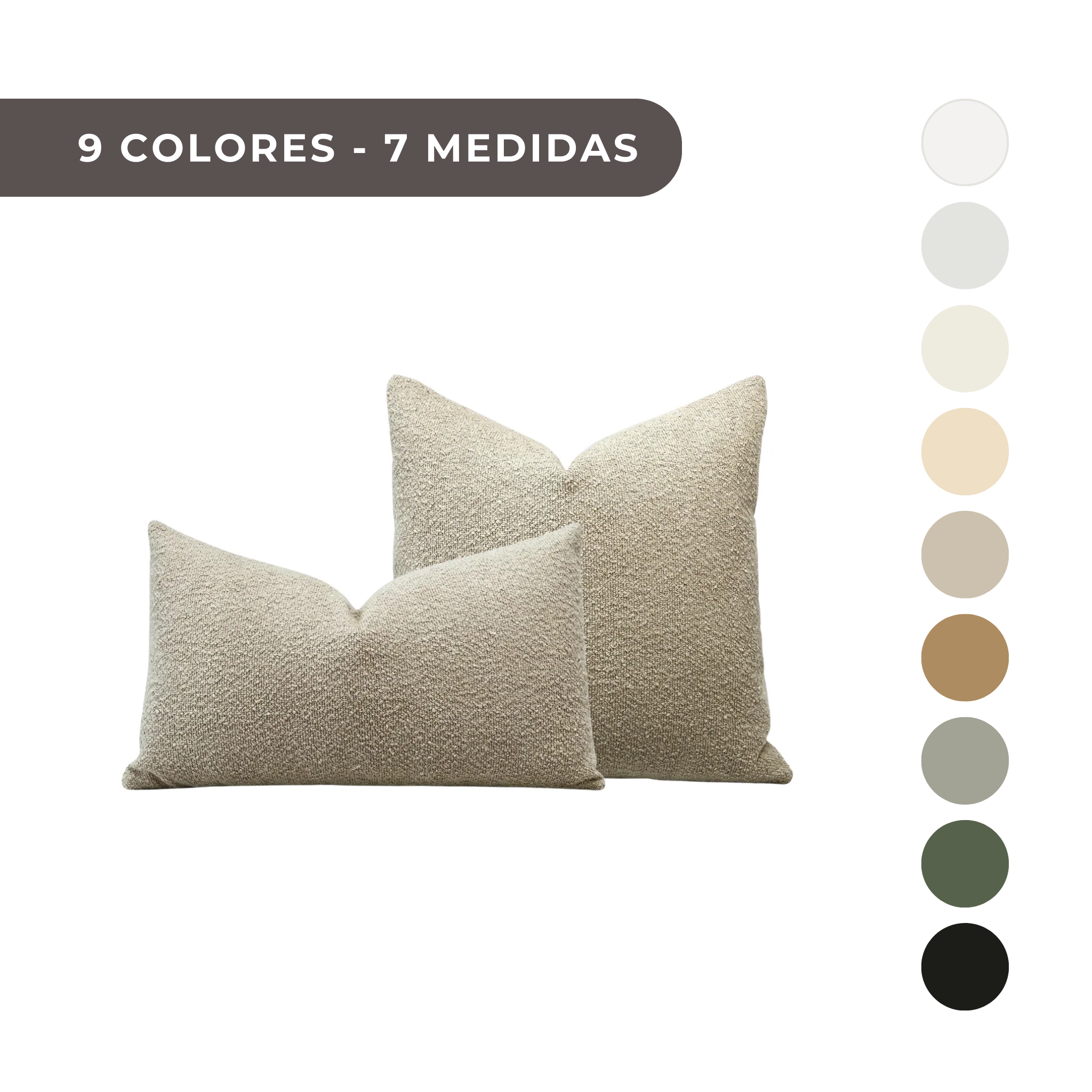 1 PIEZA - Funda de cojín estilo francés, disponible en múltiples colores y tamaños - Diseño en color sólido, duradero y suave - 100% Poliéster, con cierre de cremallera