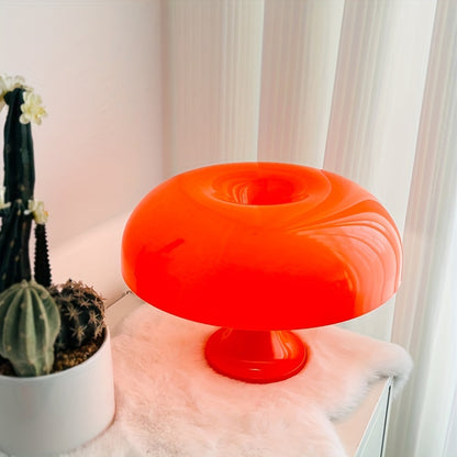 Lámpara de mesa moderna en acrílico naranja en forma de seta, disponible en dos tamaños - Iluminación LED conexión por USB con luz tricolor