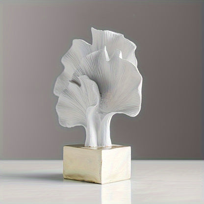 Escultura decorativa en resina - 3 Hojas de Ginkgo abstracta, arte elegante para interior