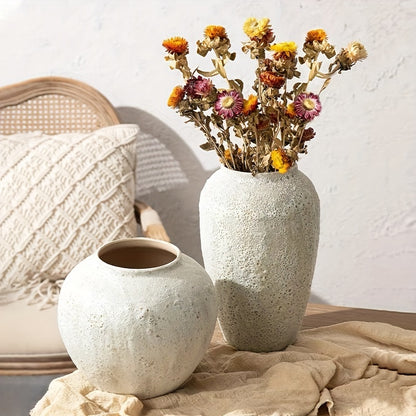 Jarrón de cerámica estilo rústico boho - Decoración natural para sala, comedor y más, 35cm alto