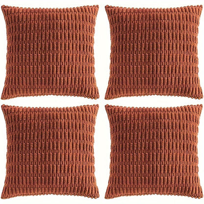 4 PIEZAS – Set de 4 Fundas de cojín estilo bohemio con textura de pana suave, disponible en 4 colores, lavables a máquina – Poliéster con cremallera oculta