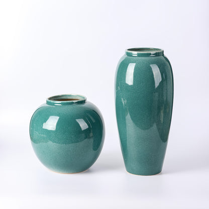 Jarrón decorativo contemporáneo de cerámica acabado brillante – Disponible en dos tamaños - Hecho a mano, sin PVC, ideal para centros de mesa y estanterías