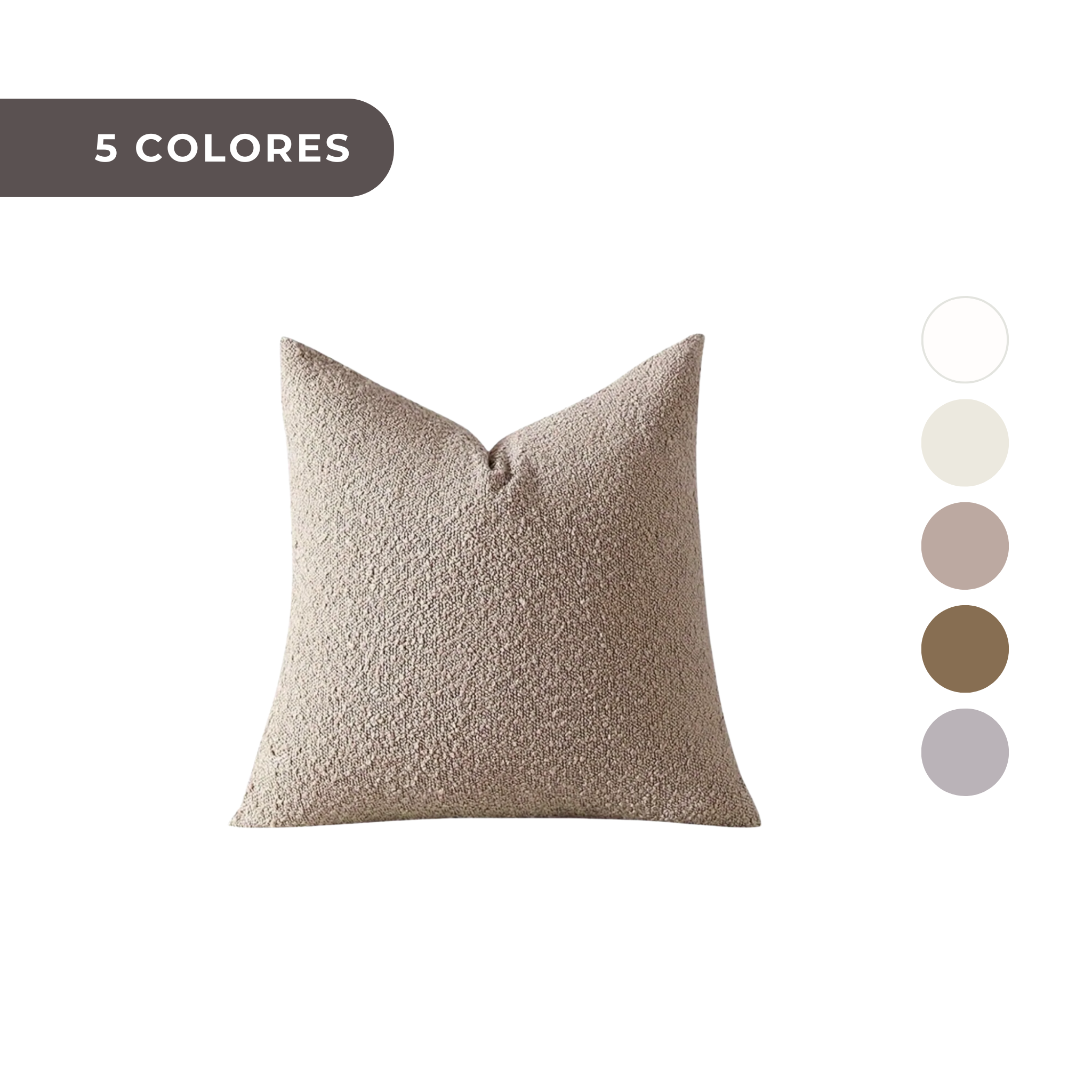 1 PIEZA - Funda de cojín estilo vintage disponible en 5 tonos - Tejido bouclé texturizado en color sólido, 45x45 cm