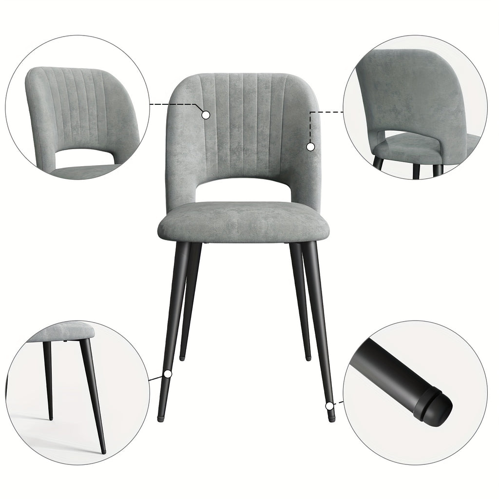 2 PIEZAS - Conjunto de 2 sillas de comedor estilo contemporáneo, tapizadas y con respaldo abierto