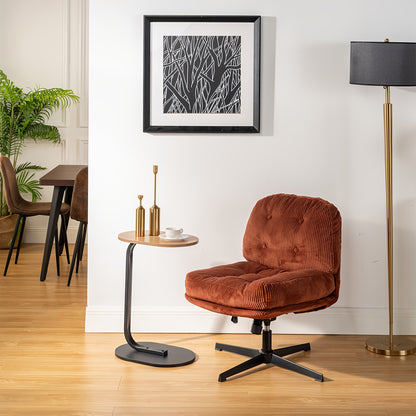 Chaise Longue ajustable giratoria sin brazos para salón u oficina - Tapizada en tela de felpa disponible en 3 colores, con ajuste de altura y 360° de giro, patas metálicas resistentes