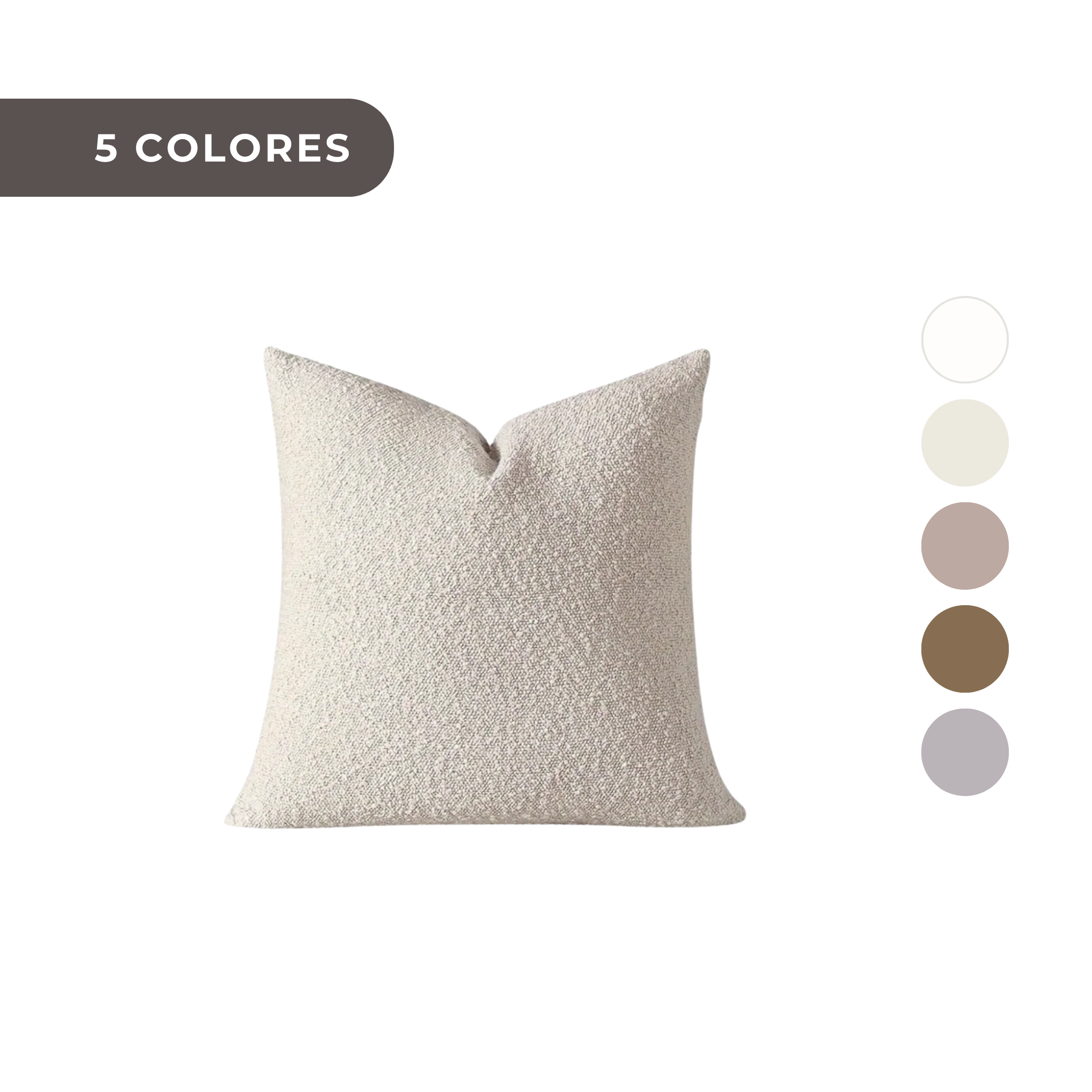 1 PIEZA - Funda de cojín estilo vintage disponible en 5 tonos - Tejido bouclé texturizado en color sólido, 45x45 cm