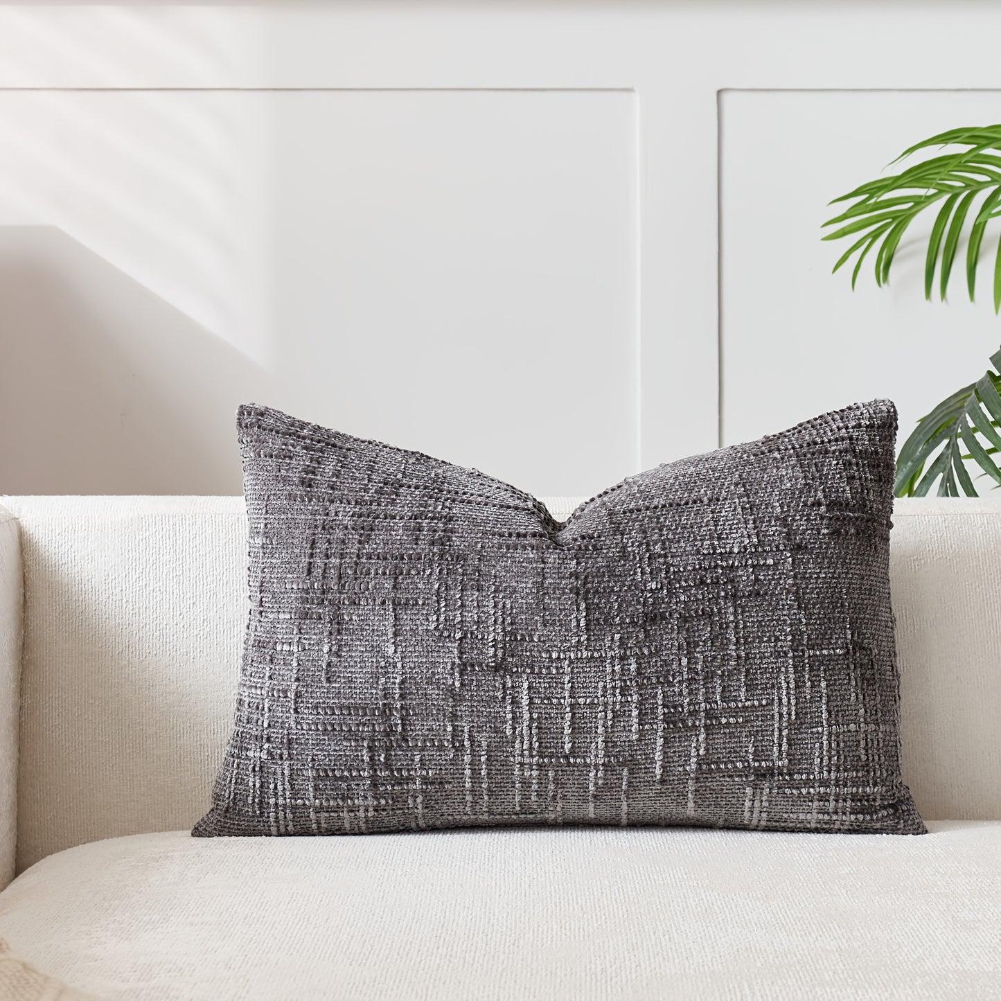 1 PIEZA - Funda de cojín estilo vintage con relieve bordado en patrón de bambú, disponible en 7 colores y 6 medidas. Poliéster 100% efecto lino, cierre invisible