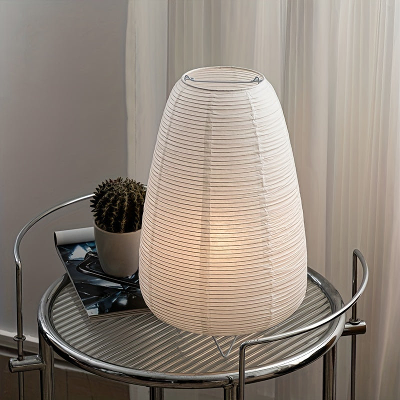 Lámpara de mesa moderna con pantalla de papel – Base de metal pulido, alimentada por USB, luz ambiental para dormitorio, sala de estar o bar