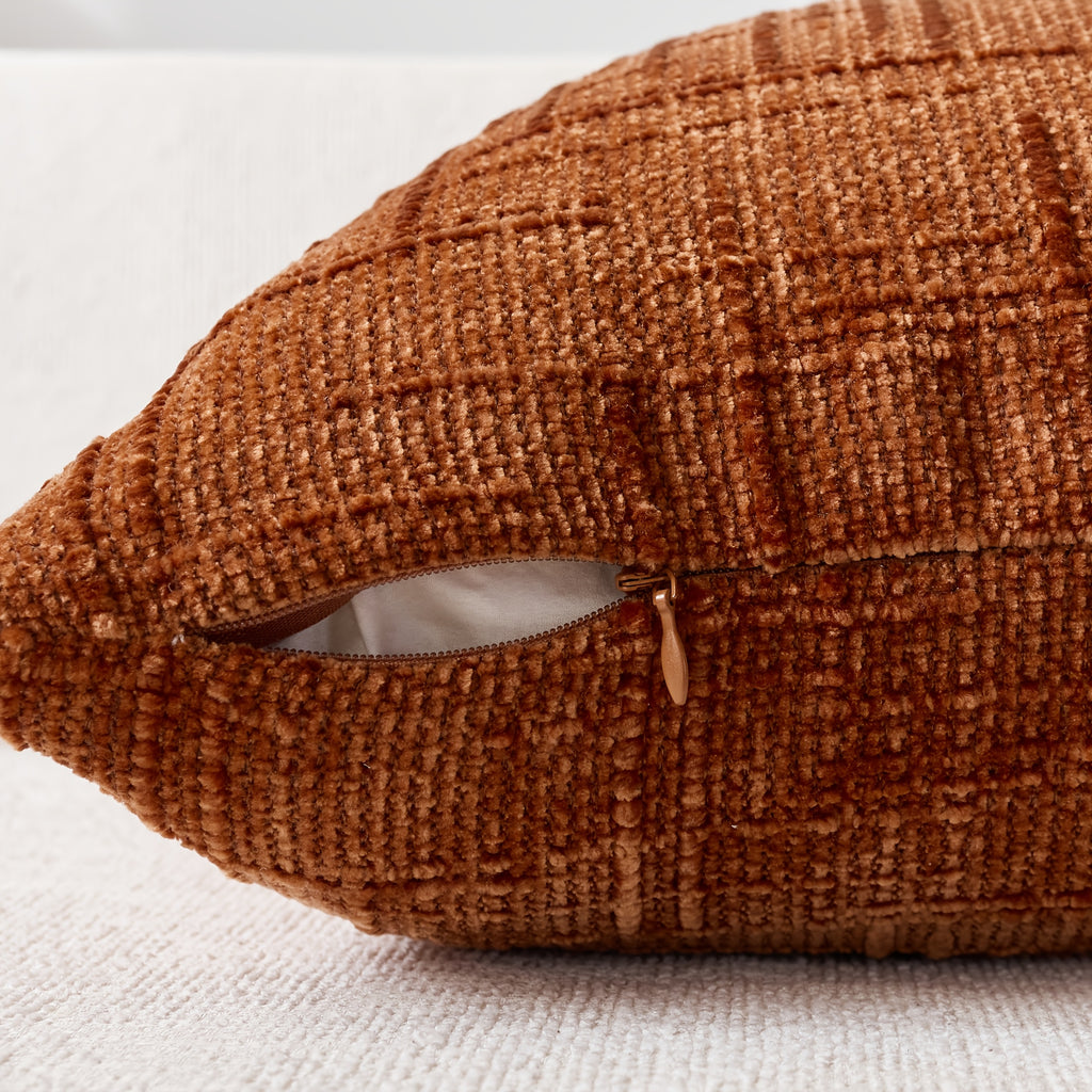 1 PIEZA - Funda de cojín estilo vintage con relieve bordado en patrón de bambú, disponible en 7 colores y 6 medidas. Poliéster 100% efecto lino, cierre invisible