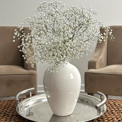 Jarrón de cerámica blanco estilo contemporáneo - 17,7x25,4cm ancho por alto - Elegancia moderna para tu decoración
