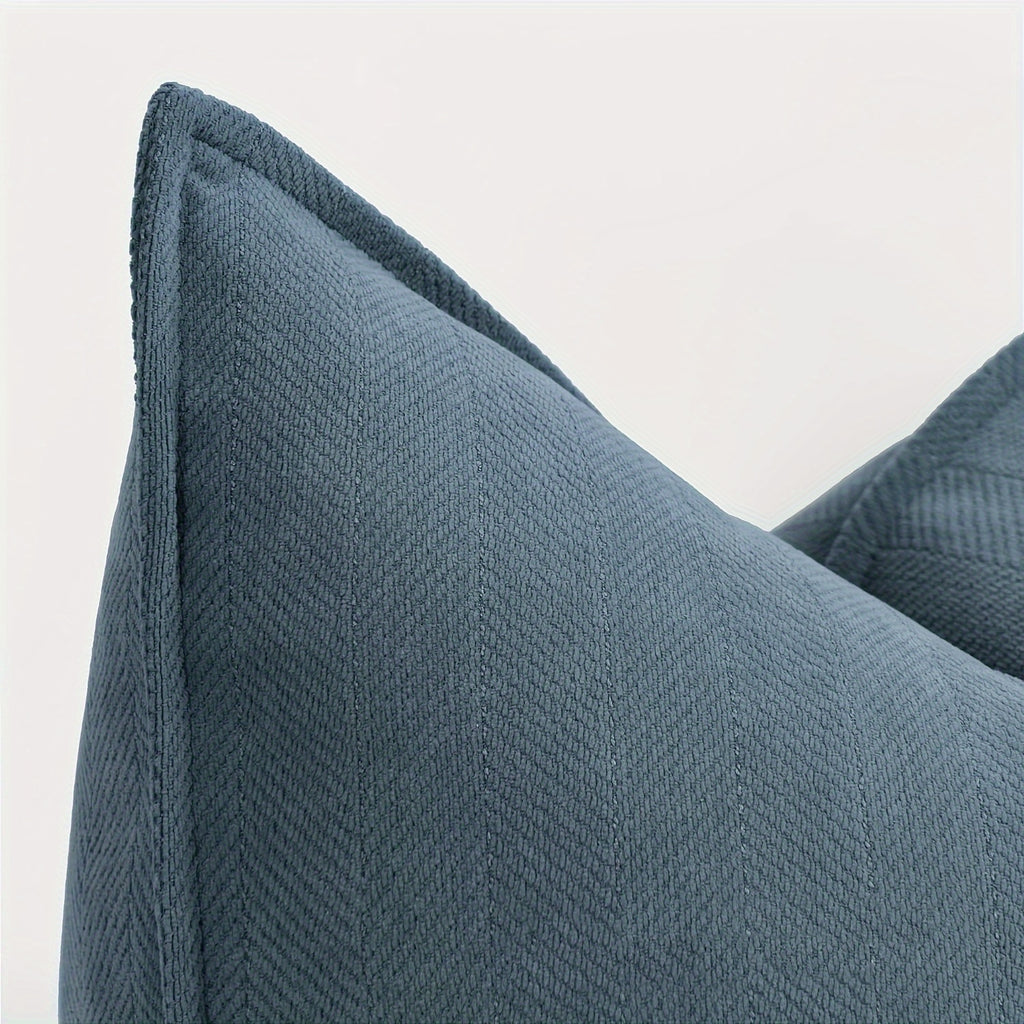 1 PIEZA - Funda de cojín de estilo contemporáneo con patrón espiga a rayas - 100% poliéster con cierre de cremallera