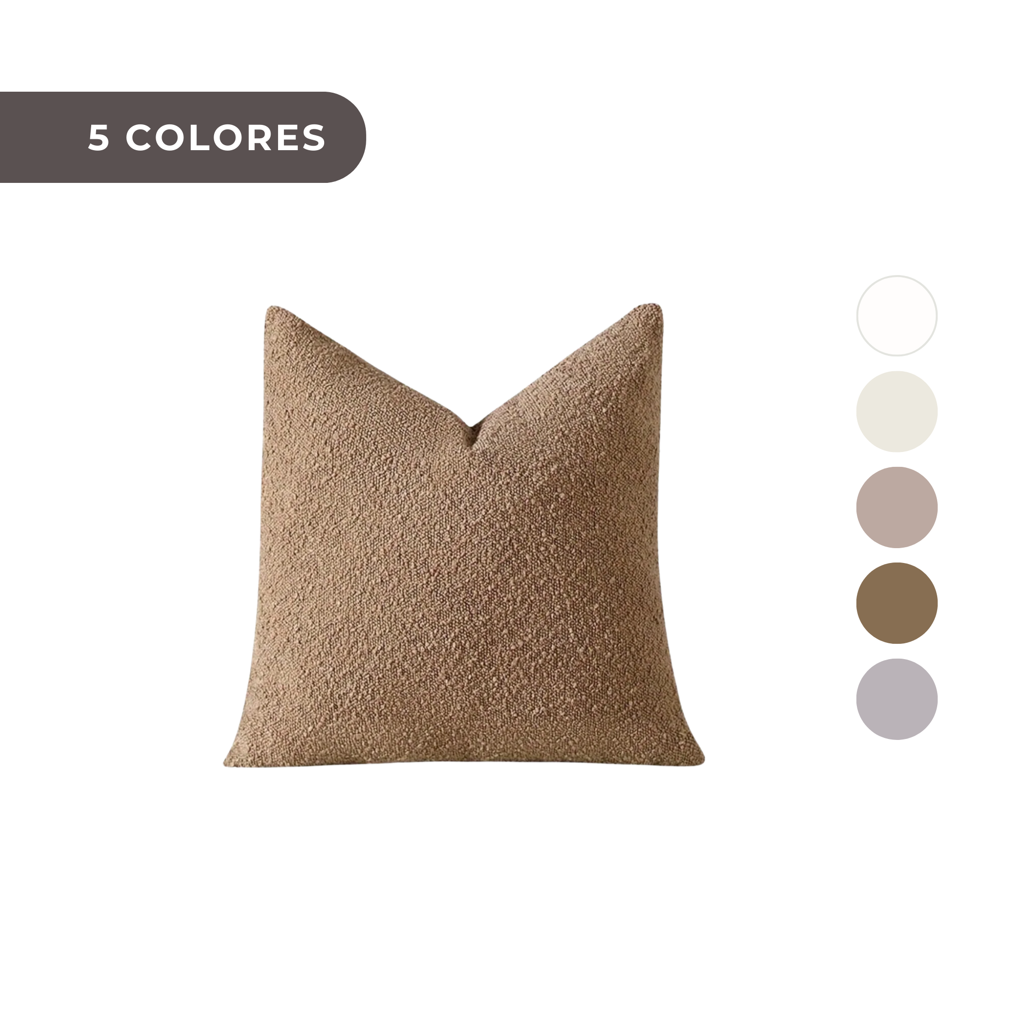 1 PIEZA - Funda de cojín estilo vintage disponible en 5 tonos - Tejido bouclé texturizado en color sólido, 45x45 cm