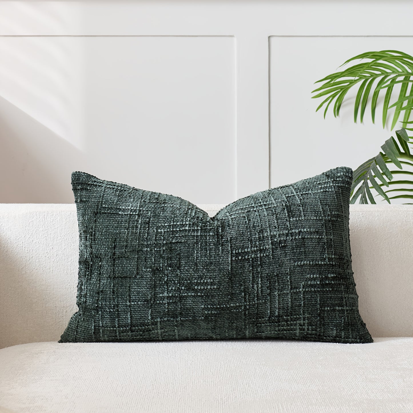 1 PIEZA - Funda de cojín estilo vintage con relieve bordado en patrón de bambú, disponible en 7 colores y 6 medidas. Poliéster 100% efecto lino, cierre invisible