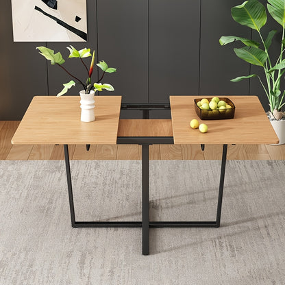 Mesa de comedor extensible estilo industrial / contemporáneo - Acabado en madera y estructura metálica negro - Ajustable de 110cm a 140cm
