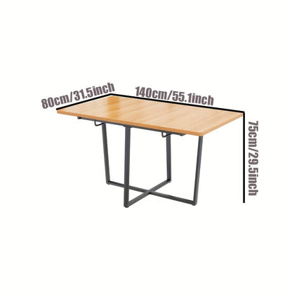 Mesa de comedor extensible estilo industrial / contemporáneo - Acabado en madera y estructura metálica negro - Ajustable de 110cm a 140cm