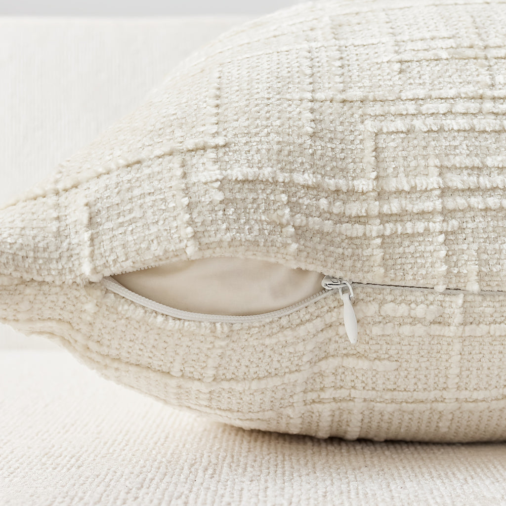 1 PIEZA - Funda de cojín estilo vintage con relieve bordado en patrón de bambú, disponible en 7 colores y 6 medidas. Poliéster 100% efecto lino, cierre invisible