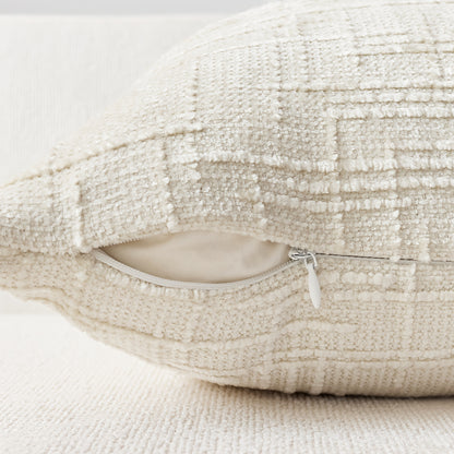 1 PIEZA - Funda de cojín estilo vintage con relieve bordado en patrón de bambú, disponible en 7 colores y 6 medidas. Poliéster 100% efecto lino, cierre invisible
