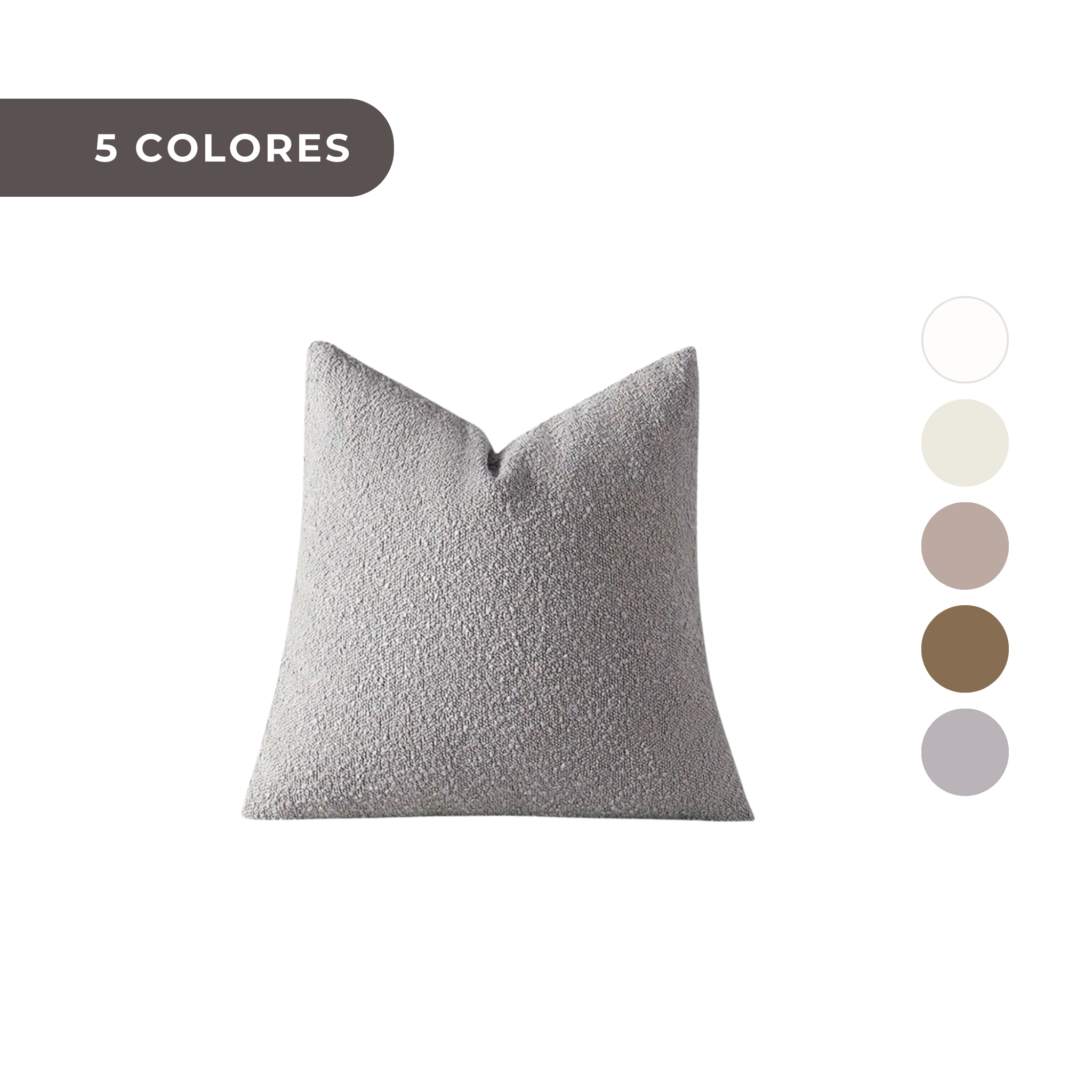 1 PIEZA - Funda de cojín estilo vintage disponible en 5 tonos - Tejido bouclé texturizado en color sólido, 45x45 cm