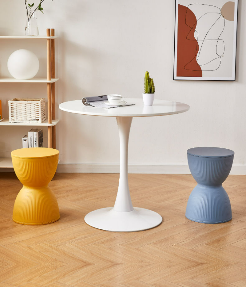 Mesa auxiliar o taburete diseño multifuncional en 10 colores - Diseño en forma de reloj de arena, plástico