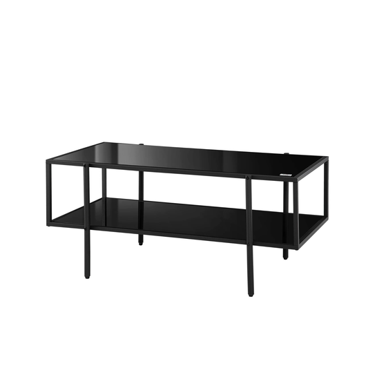 Mesa de centro para salón con dos niveles estilo contemporáneo / industrial / moderno - Diseño moderno en acero y vidrio negro