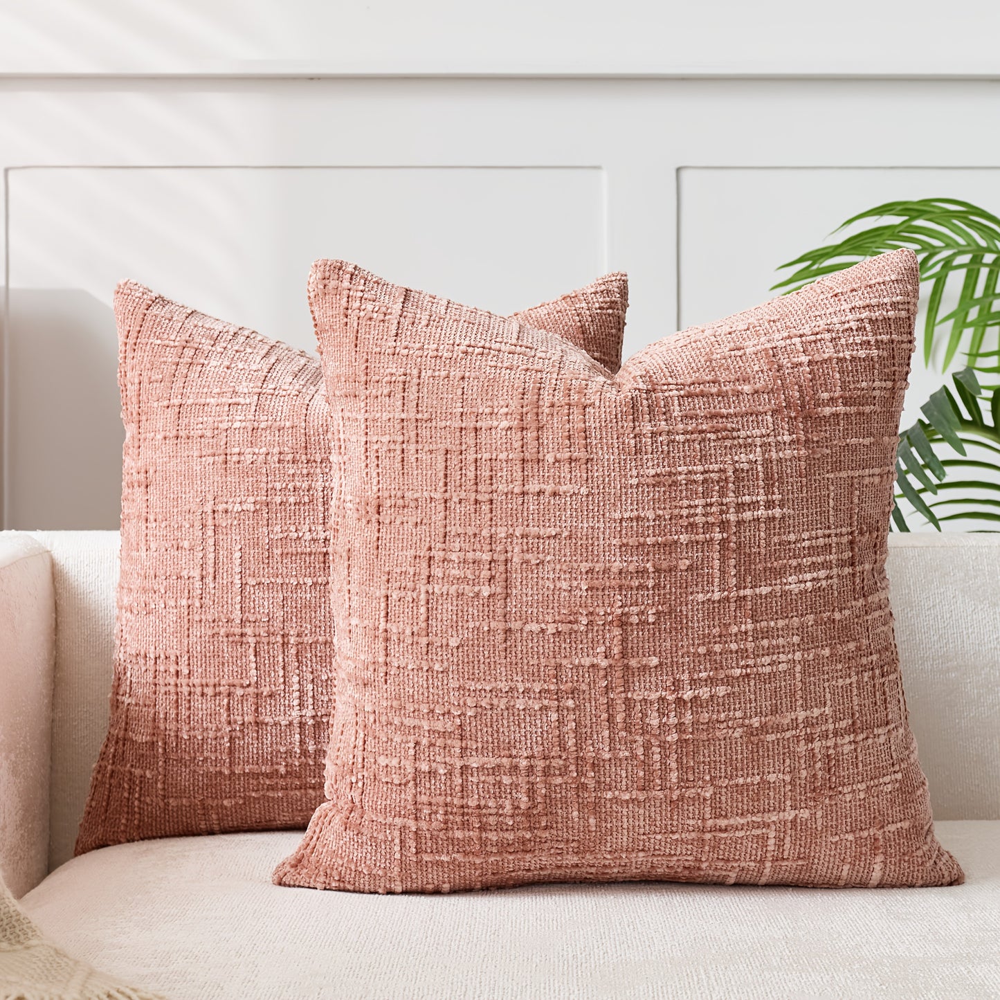 1 PIEZA - Funda de cojín estilo vintage con relieve bordado en patrón de bambú, disponible en 7 colores y 6 medidas. Poliéster 100% efecto lino, cierre invisible