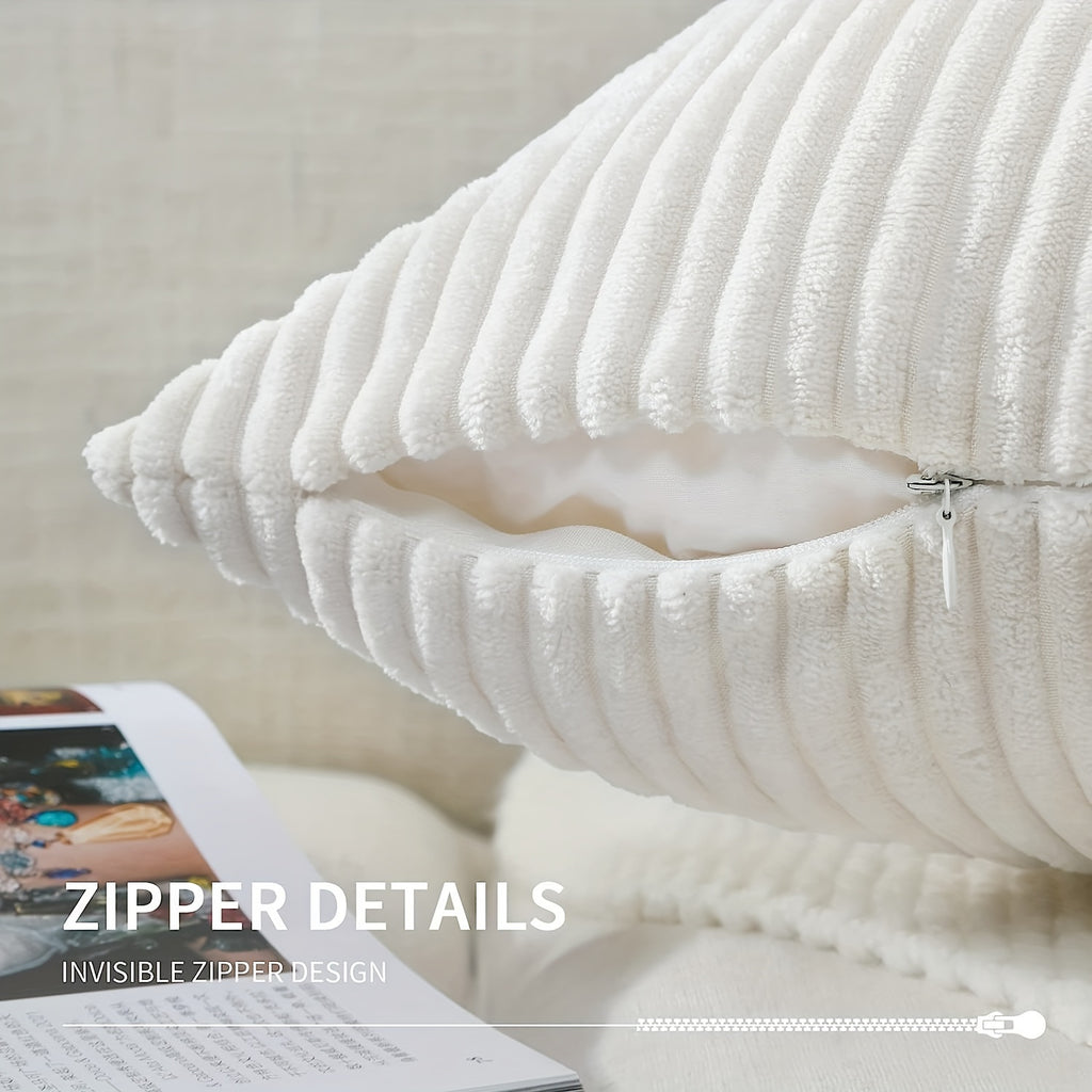 2 PIEZAS - Conjunto de 2 fundas de cojines estilo Contemporáneo disponible en 4 colores y 5 medidas - Terciopelo suave de estampado a rayas