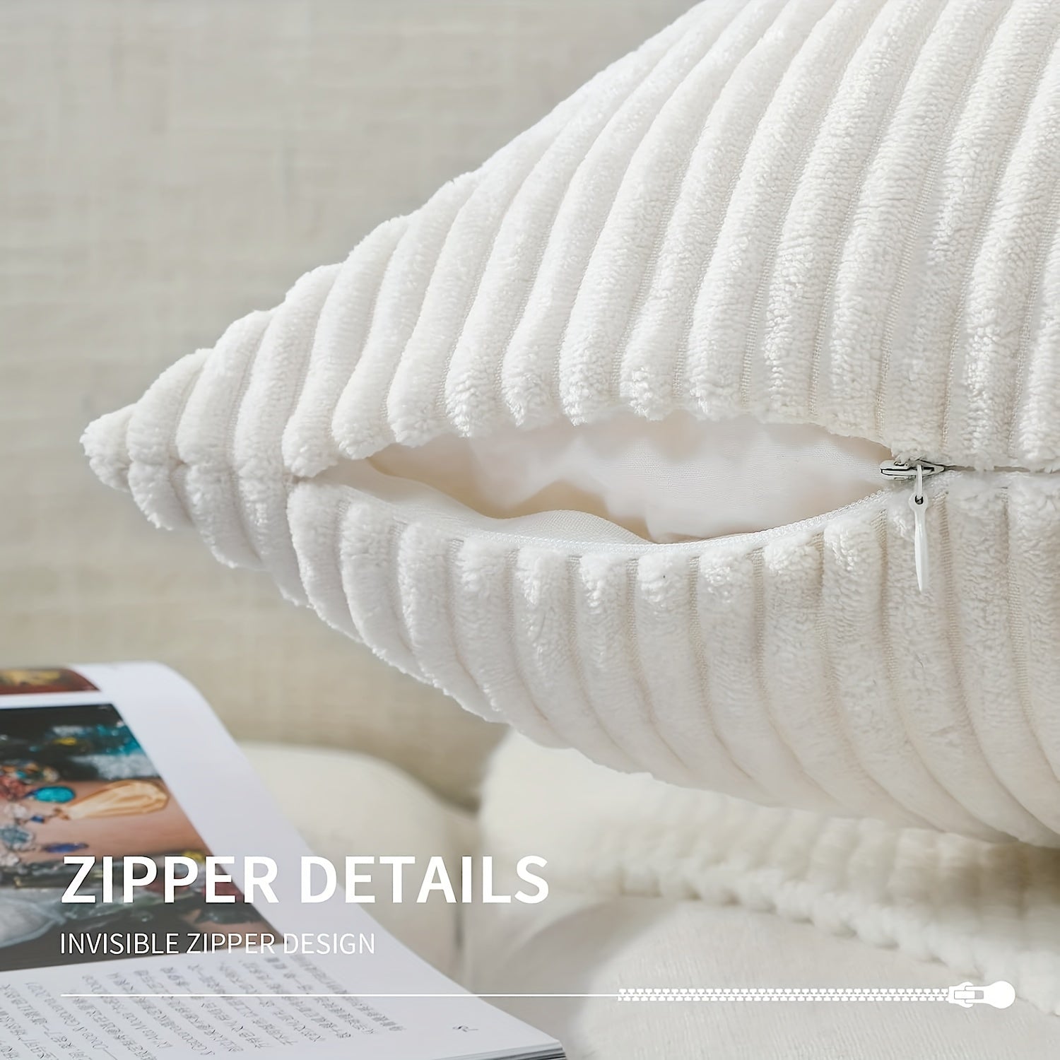 2 PIEZAS - Conjunto de 2 fundas de cojines estilo Contemporáneo disponible en 4 colores y 5 medidas - Terciopelo suave de estampado a rayas