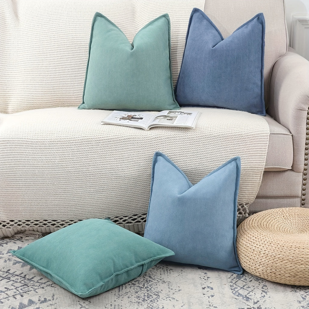 Fundas de Cojín Estilo Contemporáneo - Disponible en 5 medidas y 13 colores - Terciopelo con Patrón Espiga, Cierre con Cremallera