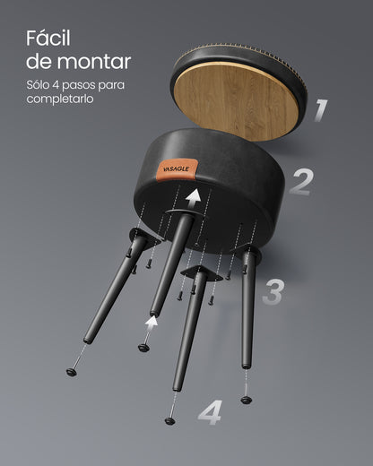 Banco otomano con almacenamiento de estilo mid-century moderno - Tapizado en cuero sintético y patas de acero