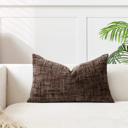 1 PIEZA - Funda de cojín estilo vintage con relieve bordado en patrón de bambú, disponible en 7 colores y 6 medidas. Poliéster 100% efecto lino, cierre invisible