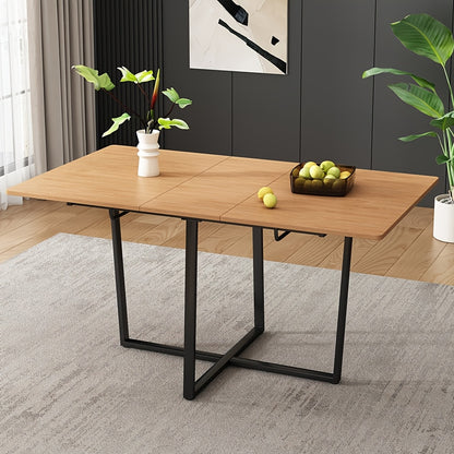 Mesa de comedor extensible estilo industrial / contemporáneo - Acabado en madera y estructura metálica negro - Ajustable de 110cm a 140cm