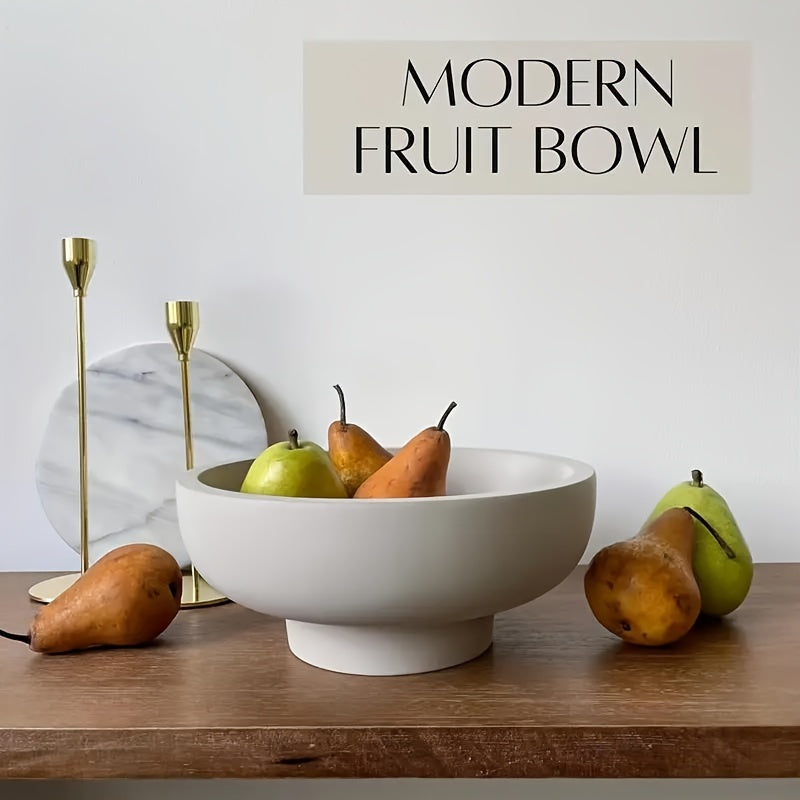 Bowl de piedra estilo moderno - Centro de mesa con base elevada y acabado pulido, 26,6cm de diámetro