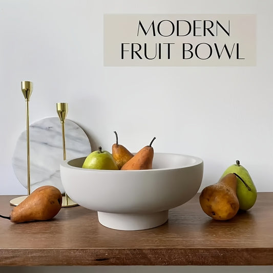 Bowl de piedra estilo moderno - Centro de mesa con base elevada y acabado pulido, 26,6cm de diámetro