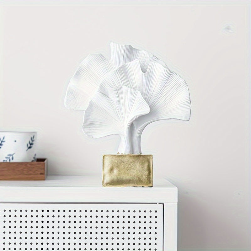 Escultura decorativa en resina - 3 Hojas de Ginkgo abstracta, arte elegante para interior
