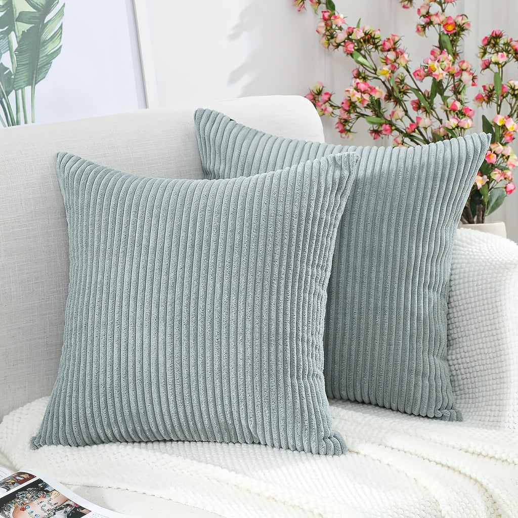 2 PIEZAS - Conjunto de 2 fundas de cojines estilo Contemporáneo disponible en 4 colores y 5 medidas - Terciopelo suave de estampado a rayas
