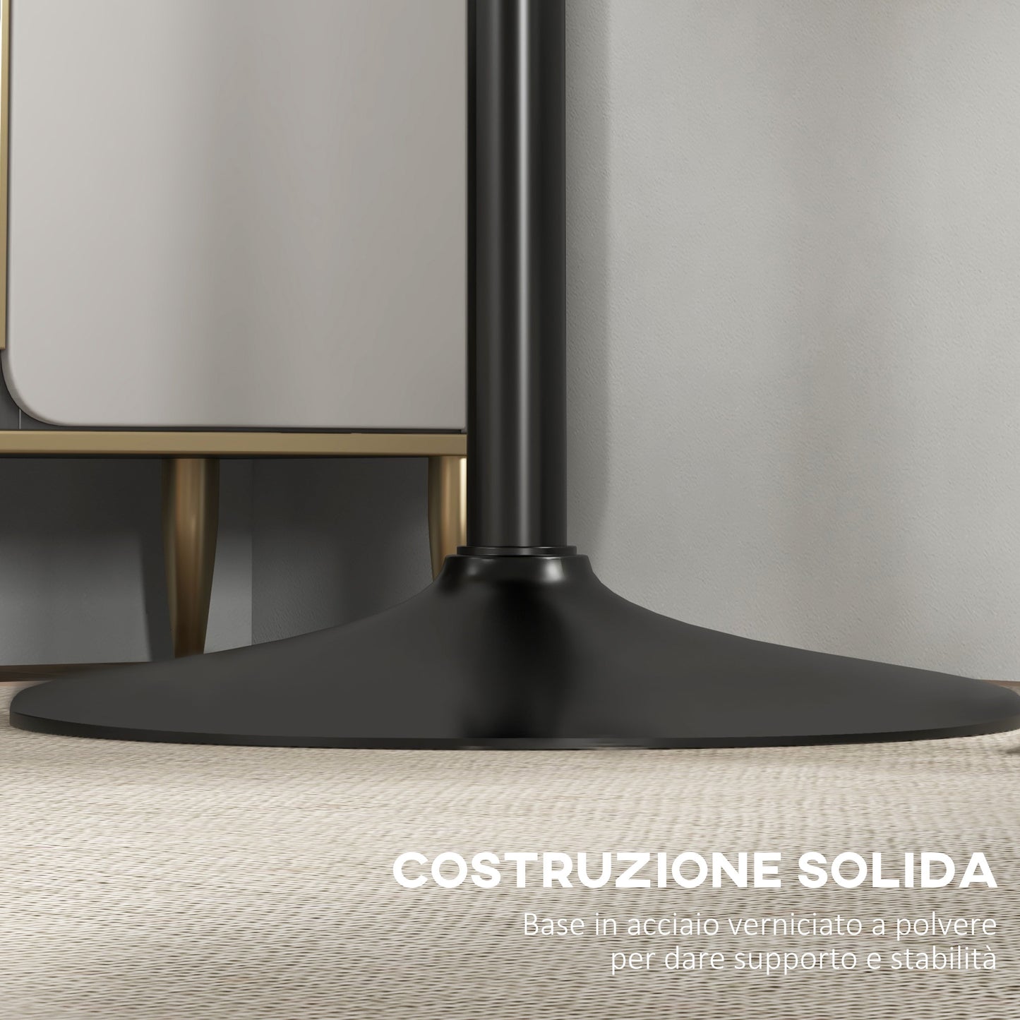 Mesa de Barra Moderna, Mesa Redonda para Cocina para 2 Personas, Base de Acero y Tapa de MDF, 70x102 cm, Negro
