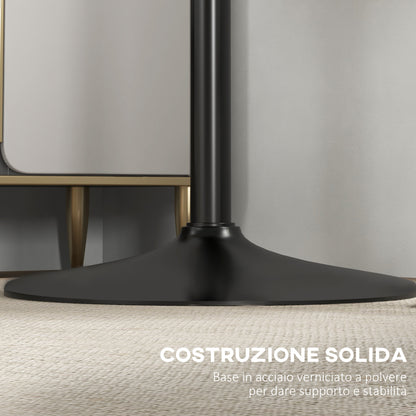 Mesa de Barra Moderna, Mesa Redonda para Cocina para 2 Personas, Base de Acero y Tapa de MDF, 70x102 cm, Negro