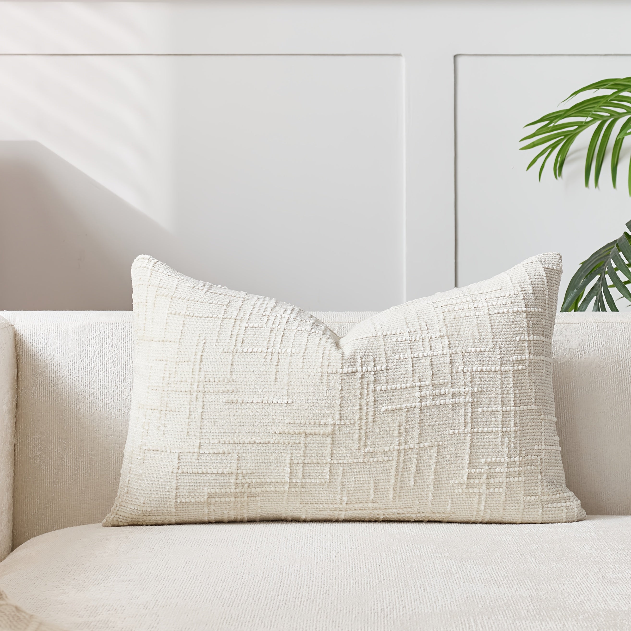 1 PIEZA - Funda de cojín estilo vintage con relieve bordado en patrón de bambú, disponible en 7 colores y 6 medidas. Poliéster 100% efecto lino, cierre invisible